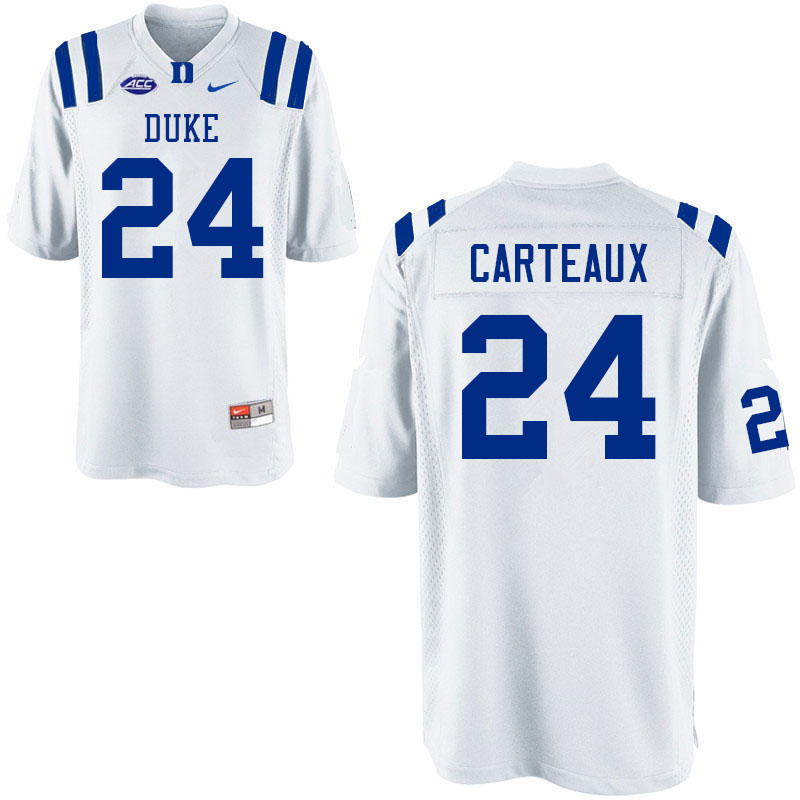 Men #24 Cole Carteaux Duke Blue Devils College Football Jerseys Sale-White